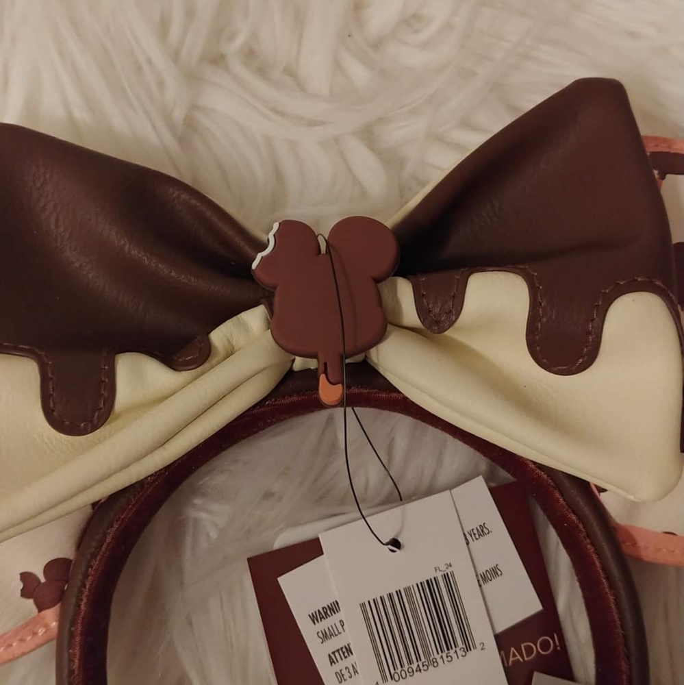 🤎FIRM! NWT DISNEY PARKS LOUNGEFLY MICKEY ICE CREAM BAR MINNIE MOUSE EAR HEADBAN - Picture 4 of 12